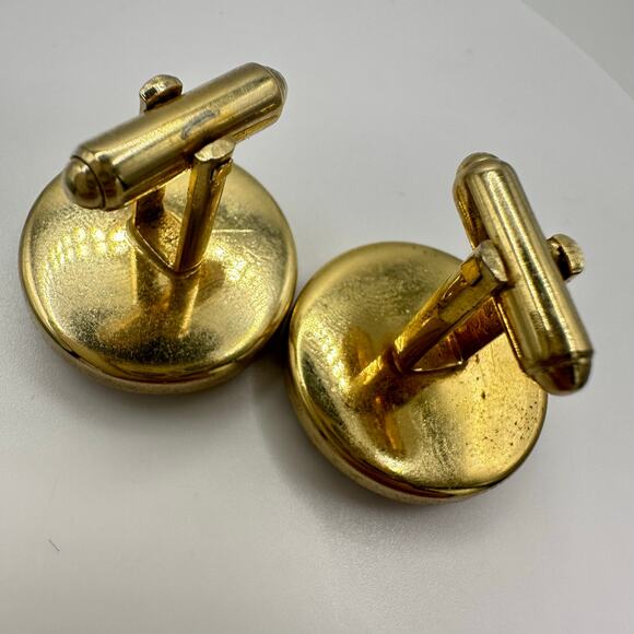 Shields vintage gold tone blue resin Greek goddess cameos cufflinks cuff links - Picture 5 of 7